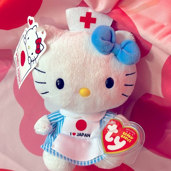 Hello Kitty Other - 2011 Hello Kitty Ty Beanie Baby Japanese Nurse I ❤️ Japan Kitty Plushie 6in